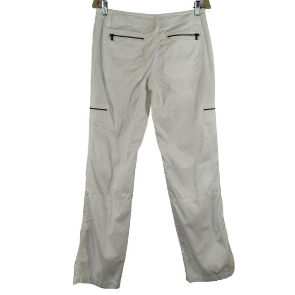 F Michael Kors Women's White Y2K Zippered Roll Up Tab Cargo Utility Pants Size 2 - Picture 6 of 13